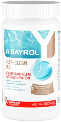 BAYROL Filterclean Tab 1 kg - Potente disinfettante per filtro a sabbia pisicna - Migliora le prestazioni di filtrazione - Formula brevettata