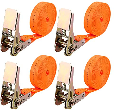 DICLLY 4 Stück Spanngurte,4x1000KG Ratschengurte Zurrgurte,6m lang,25 mm breit mit Ratsche Befestigungsriemen,Enorm Robuste Zurrgurte Geeignet für Feste Ladung