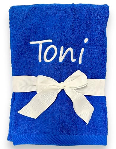 KIDDI-MEDIA Handtuch, Royalblau, 50 x 100 cm, 100% Baumwolle | Mit personalisierter Bestickung wie z.B. Name, 500 g/m², Frottier