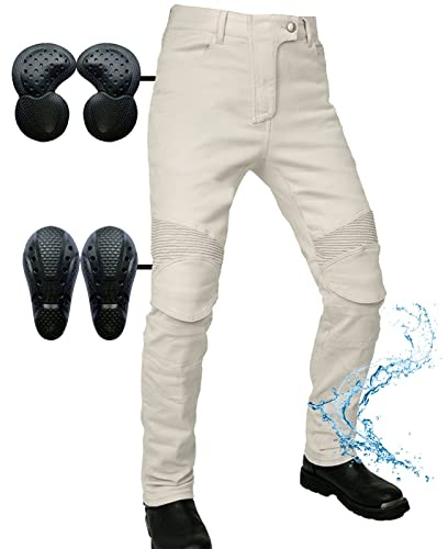 Motorradhose, Schutzhose, Herren-Motorrad-Jeans aus atmungsaktivem, verschleißfestem winddichte wasserdichte, mit 2 Paar abnehmbaren Pads für Hüfte und Knie (3XL)