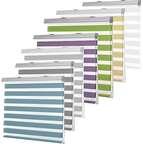 Lamellenvorhang 120 x 160 cm Sichtschutz, Lichtschutz, Blendschutz Day + Night Plissee Falt-Rollo Montage-Teile inklusive für Fenster oder Tür, Badezimmer, Blau