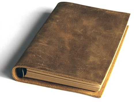 Fishkonw A6 Vintage Leder-Tagebuch Notizbuch, kleines 6-Ring nachfüllbares Leder-Ringbuch Reisetagebuch für Frauen und Männer