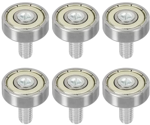 PATIKIL 19mm Schubladenrollen, 6er Pack, Seitliche Montage mit Kugellager, 4mm Schritt, Silber, Metall