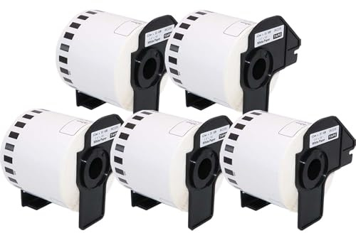 Molabel adressetiketter DK-22205 DK2205, 5 rullar (ändlösa) 62 mm x 30,48 m kompatibel med Brother QL-500 QL-500A QL-500BS QL-500BW