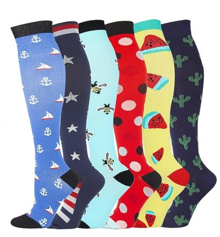 6 paia di calze lunghe da donna, calze alte sopra il ginocchio, calze in pile, calze overknee, calze termiche, calze a soffio da donna, calze in lana lavorata a maglia, calze per l'autunno e l'inverno