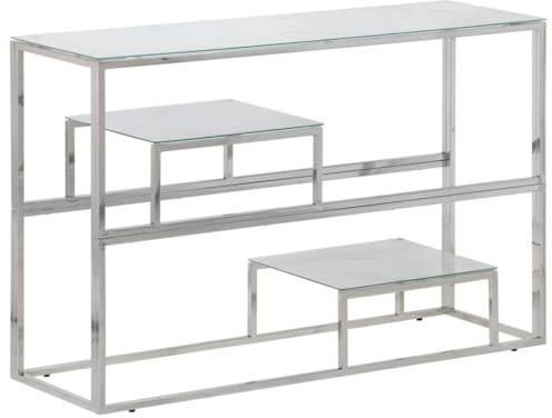 vidaXL Konsolentisch Silbern Edelstahl und Hartglas