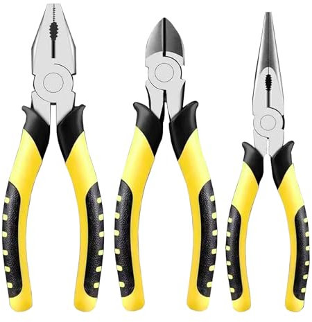 Seitenschneider Zange Kombizange Spitzzange Flachzange Falzzange Kneifzange Seitenschneider Groß Pliers Zangen Set Zangenset Haushalt Werkzeuge, 3 Stück