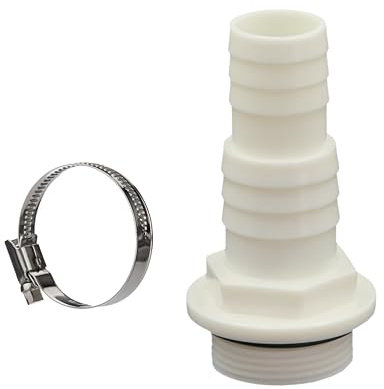 HAF 1x ABS Schlauchtülle O-Ring 32mm 38mm x 1 1/2 | Inkl. 1x Edelstahlschelle | Schlauchtülle x Außengewinde | Schlauchverbinder aus weißem ABS | PN10 für Poolfittings, Poolschlauch & Filteranlage