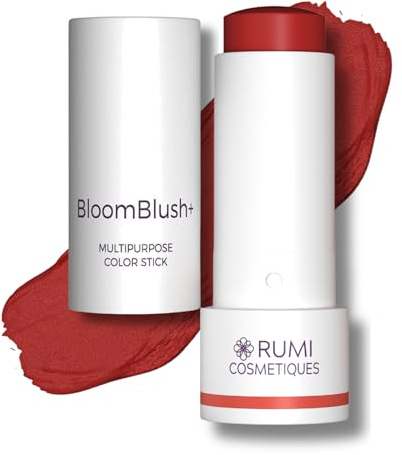 Rumi Cosmetiques BloomBlush+ Multipurpose Color Stick For Mature Women - Blush, Lipstick & Contour in 1- Radiant, Healthy Glow & Nourishing Formula - For Sensitive Skin (Dusty Rose, Regular)