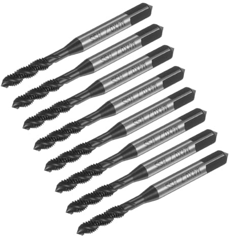 QUARKZMAN 8uds Métrico Espiral Flauta Rosca Grifos M4 x 0.7 H2 Tornillo Roscado Grifo Nitruro Recubierto 6542 Alta Velocidad Acero Máquina Roscado Herramientas para Maquinista