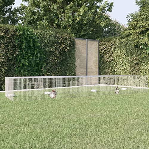 ShGaxin Kaninchenkäfig 4 Paneele, Hamsterkäfig, Hasenkäfig, Kaninchenstall, Meerschweinchen Gehege, Meerschweinchen Käfig, Laufstall, 433x109x54 cm Verzinktes Eisen