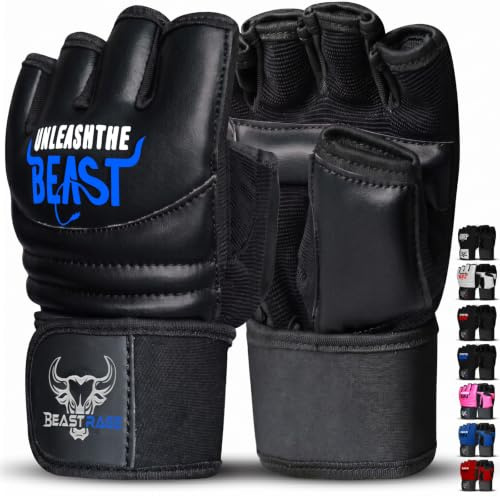 BEAST RAGE Punch Bag Taekwondo Karate Mitts Handskar för män och kvinnor,Halvfinger MMA Kickboxning Sparring Kampsport Boxning Träningshandskar - Träning Light Workouts,Muay Thai