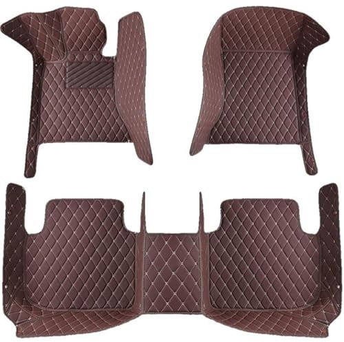 JJNIENUS Nach Maß Auto Fußmatten Für Hyundai KONA HYBRID 2020-2024, Voller Bedeckter Leder Fussmatten Vorne Und Hinten Automatten Wasserdicht rutschfeste Teppiche Schutz Zubehör,F/Coffee