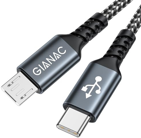 GIANAC USB C auf Micro USB Kabel [2M] USB Typ C auf Micro Kabel | Nylon Android Ladekabel,Lädt Micro USB Geräte,High Speed Datenkabel für Samsung Galaxy S7/ S6/ J7/ Note 5,Xiaomi,Huawei,LG