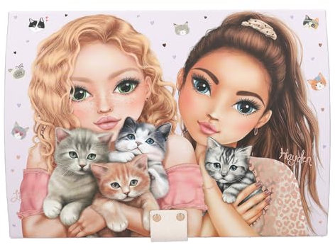 Depesche 13578 TOPModel Cat Love - Joyero en púrpura, con Motivo de Modelo y Dibujo de Gato, joyero con código, Sonido y Espejo