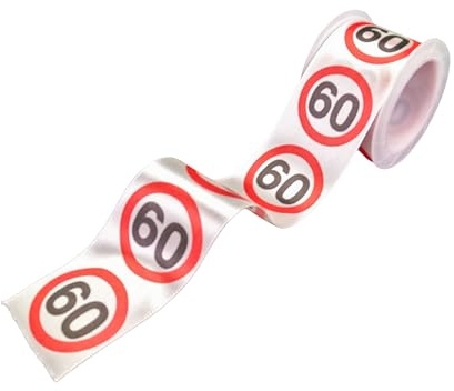 60 Geburtstag Deko Geschenkband Verkehrszeichen rot/weiß - Originelle Geburtstagsdeko 60 für einen gelungenen 60 Geburtstag Frau oder Mann - Tiwoca