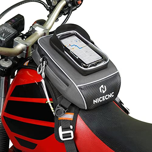 NICECNC Motorcycle Gas Tank Bag, Detachable Anti-Slip Base Portable, 5 Reinforced Straps, Motorcycle Leg Waist Bag Storage Bag Universal for Men Women Cycling Hiking Running Adventure Dual Sport