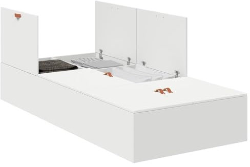 vidaXL Aufbewahrungsbettgestell Weiß 90 x 200 cm mit viel Stauraum. Minimalistisches Design für Dein Schlafzimmer. Modern, platzsparend und funktional. Eleganter, schlanker Sockel.
