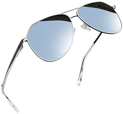 Joopin Speglade Solglasögon Herr Polariserade och Fashion Solglasögon Dam UV400 Polarized För Körning Fiske och Sport Silver Argent Mirrored Sunlasses