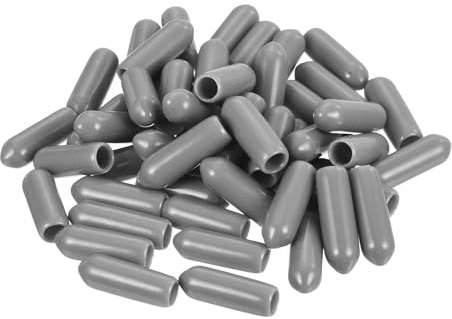 sourcing map 100pcs Rubber End Caps Protective Caps 4.5mm ID Vinyl PVC Round Tube Bolt Cap Cover Screw Thread Protectors Light Grey
