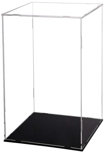 Acryl-Displaybox mit schwarzem Boden, Aufbewahrungsbox für Anime-Figuren, hochtransparente, staubdichte Vitrine, Sammlungen, Acryl-Schaukasten für Modellstatue