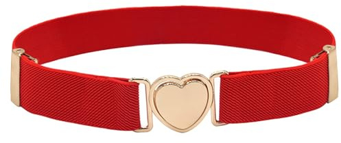 Zeizafa Elastischer Taillengürtel für Mädchen, Kinder, dekorativer Taillenmieder, herzförmige Schnalle, verstellbarer Kleiderbund für Kinder