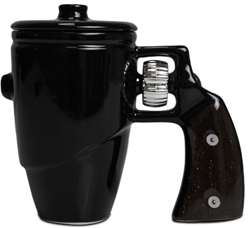 LECYLANKER Tasse a Cafe en Céramique élégante et Amusante avec Poignée de Pistolet, Tasse a Cafe Revolver Personnalisée, Poignée de Pistolet 3D, Cadeaux Militaires Pour Hommes, 450 ML (06)