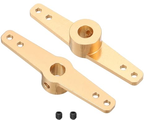 sourcing map Steering Servo Arm, Double Aluminum Steering Arm Servo Horn 5.1mm for RC Model Car Robot Boat Airplane Pack of 2 (Gold)