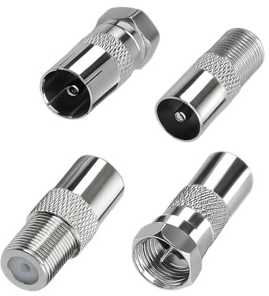 Hawpasy 4er Set TV Luftadapter f männliche Koaxialkabel F Stecker SAT Adapter für Satellitenkabel, Antennenkabel, Multimediadose Adapter, F Stecker Verbinder Koax Koax Verbinder 75 Ohm Plug & Play