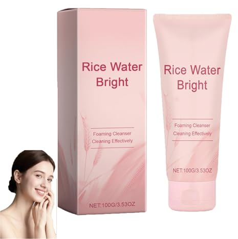 Detergente viso all'acqua di riso, schiuma detergente delicata, detergente viso alla vitamina E, detergente vi-so illuminante, pulizia profonda per una pelle luminosa (1pcs)
