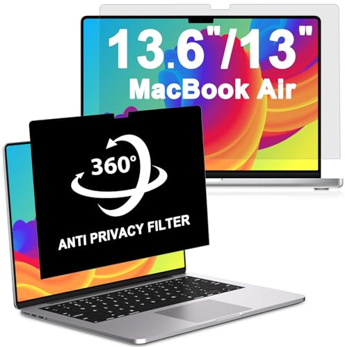 LUSA DESIGN Écran de confidentialité à 360° pour MacBook Air 13,6 (2022-2025, M2, M3, M4) et MacBook Air 13 (2018-2021, M1), filtre privé amovible à 360° contre la lumière bleue mate antireflet