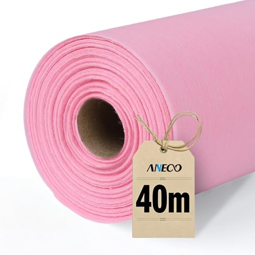 Aneco Vlies Einweg-Tischläufer(30 cm x 40 m) , Rosa, Dekoratives Tischband als Papierrolle für Hochzeiten, Taufen, Kommunionen, Geburtstage, Weihnachten & Feierlichkeiten, reißfest & farbecht
