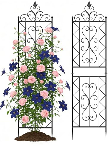 ARIFARO Metall-Gartengitter, 200cm H x 50cm B, 2er-Pack | Dekorative Pflanzgitter für den Innen-und Außenbereich, für Kletterpflanzen, Topfpflanzen und Kletterpflanzen, Blumenmuster