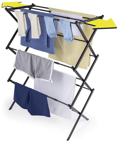 EASYmaxx Teleskop Wäscheständer 1200 | Kleiderständer 12 m Trockenlänge | Waschtrockner ausziehbar auf ca. 108 cm Breite | Wäschespinne für Hemden, Hosen, Handtücher und Co. | Wäschetrockner stromlos