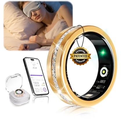 XSWCCJJ 2026 Smart Ring Damen【24/7 Auto Health – 8 Metrics (±2%)】【0% Error Rate – 30% Higher Accuracy】 Ultralight 2,5g Smart Ring mit Schlafanalyse, HRV – Kein ABO – für iOS/Android Gold 9#