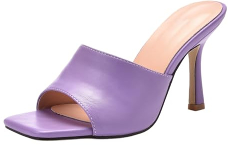 Pumps, sandali da donna con tacco alto, con punta aperta, punta quadrata e tacchi a spillo, décolleté beige, Lilla, 37.5 EU
