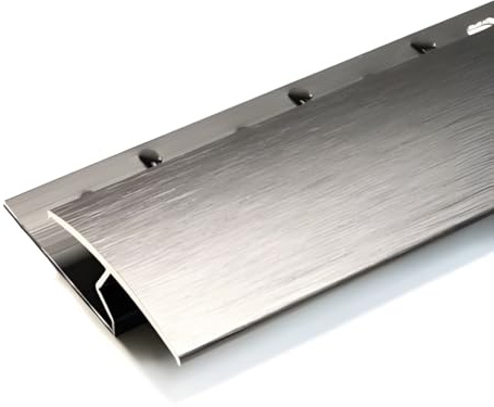 Interfloor Premier Zig Zag Carpet to Hard Floor Threshold, Brushed Aluminium, 50mm Width, 7.8mm Height, Screw Down Fitting (Brushed Pewter)