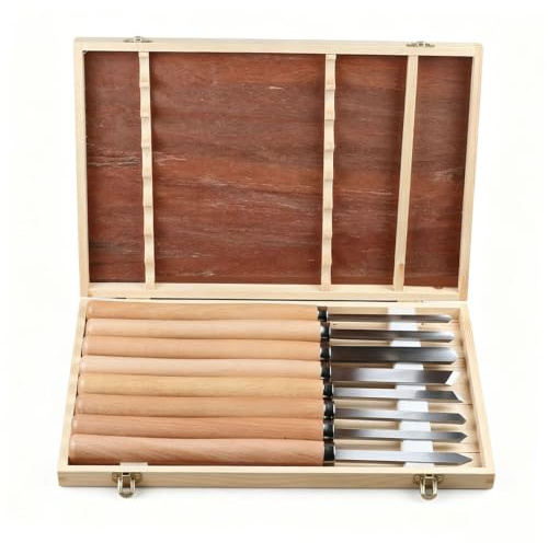 Cryfokt Juego de 8 Cinceles para Torno de Madera, Acero Al Manganeso 65, Haya Roja | Herramienta de torneado de madera, herramienta de tallado de torno, 65 herramientas de torneado de madera de acero al