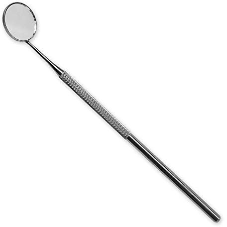 K-Pro Espejo Dental de Acero Inoxidable - Tamaño 4, Redondo de 22 mm | Espejo bucal de 16,5 cm con mango ergonómico para higiene dental, examen de dientes y extensiones de pestañas.