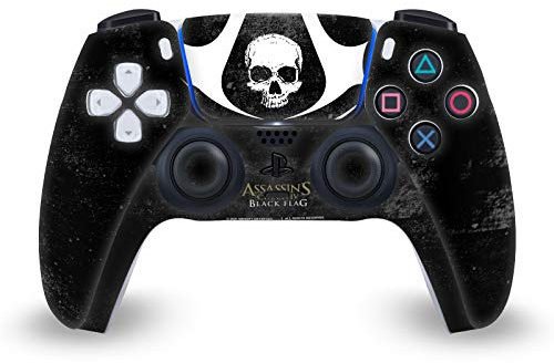 Head Case Designs Offizielle Zugelassen Assassin's Creed Grunge Schwarze Fahne Logos Vinyl Frontplatte Haut Gaming Aufkleber Abziehbild kompatibel mit Sony PlayStation 5 PS5 DualSense Controller