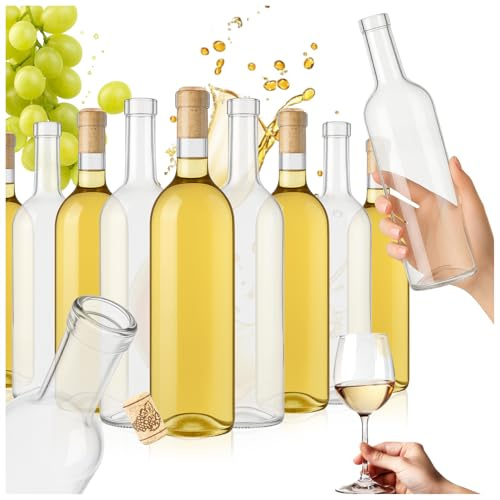 SUPERBUTELKI.PL Botellas de vidrio verde tipo Bordelesa 750 ml (30 unidades) – con tapón de corcho – vacías para rellenar, elegantes y modernas para vino, licores y zumos