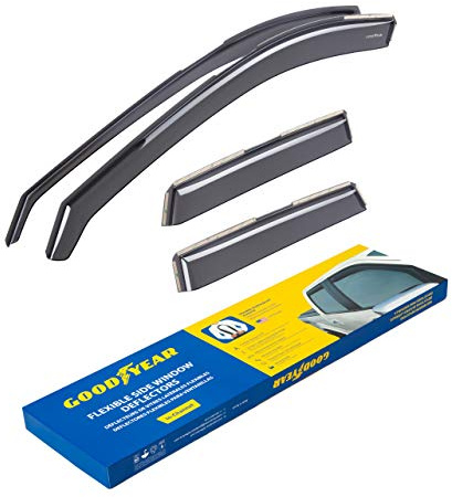 Goodyear Windabweiser für/kompatible mit Mazda CX-5 17-25 II - Kanal 4 St. | Regenabweiser Autofenster Regenschutz Mazda CX-5 II KF – bruchsicher Polycarbonat, kratzt nicht, wetterfest, frischluft