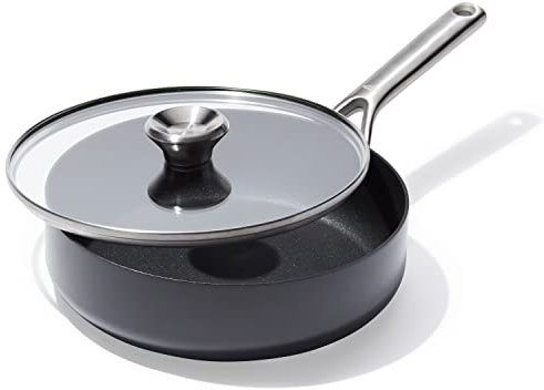 OXO Professional 3QT Saute Pan Jumbo Cooker with Lid, Hard Anodized Ceramic Nonstick Cookware PFAS-Free, Stainless Steel, Induction Suitable, Diamond Reinforced Coating Dishwasher and Oven Safe, Black