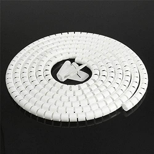 5M Cable Tidy Wire Sleeves Storage Tube Network Cable Power Cable Protective Cover Computer Cable Management Package Anti-dust Organizer Hub for TV PC Home Office 16mm White