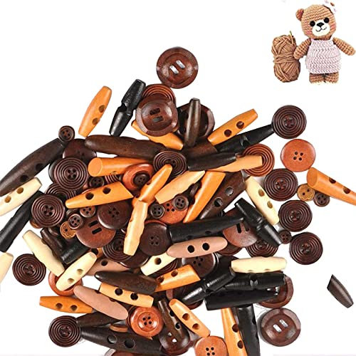 100 Stück Ovale Knöpfe aus Holz, Mischung Knöpfe Holzknöpfe Deko Knöpfe Natur Holz Knöpfe zum Nähen von Mantelpullovern