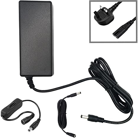myVolts 12V power supply adaptor compatible with LaCie Porsche Design Desktop 4TB External hard drive - UK plug - with Extension and Inline Switch