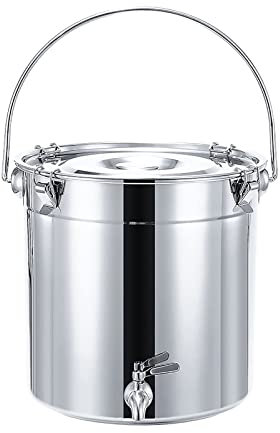 Vnook Stainless Steel Milk Can, Large Capacity Portable Wine Pail Bucket Tote Jug Oil Barrel Tank with Sealed Lid and Spigot for Milk Churn Bucket (Size : 7L)