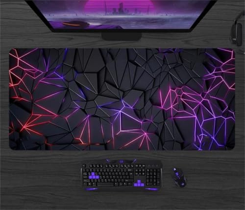 Tainrun Tapis de Souris XXL 1000x500x2mm Carton Géométrique Violet Grand Tapis de Souris de Jeu - Surface Spéciale Améliore la Vitesse et la Précision - pour Touts Types de Souris et Claviers