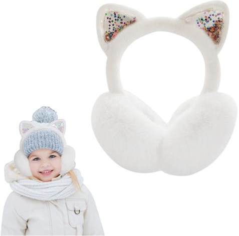 Hekasvm Ohrenwärmer Kinder, Ohrenschützer Aus Weichem Plüsch, Mädchen Winter Winddicht Und Warm Ohrwärmer, Süße Katzenohren Ohrenwärmer Kinder, Kopfbedeckungen Winter Für Mädchen Dame Warm Halten