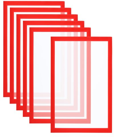 PATIKIL 6pz Cornice Magnetica per Foto A4 Portafoto Magnetici Rosso | Autoadesivi, Cornice Magnetica Riutilizzabile a Doppia Faccia Opaca, per Frigorifero Finestra Parete Opere Arte